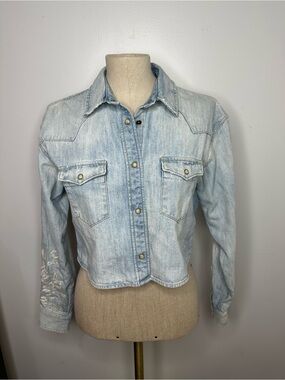 Allsaints Womens Denim Jacket Flora Cannon Shirt